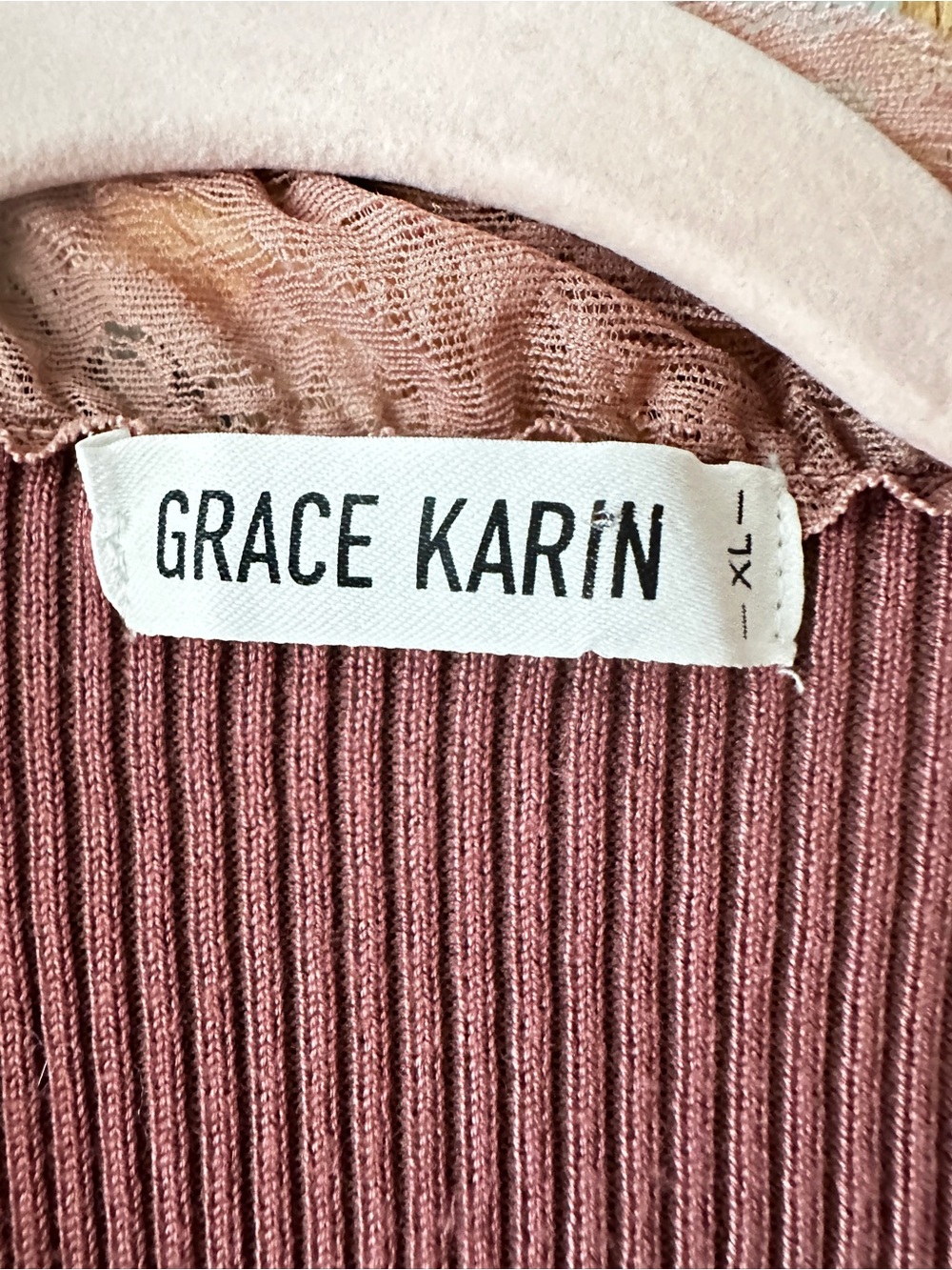 Grace Karin Dusty Rose Ruffle-Trim Ribbed Cardigan - Picture 3 of 5